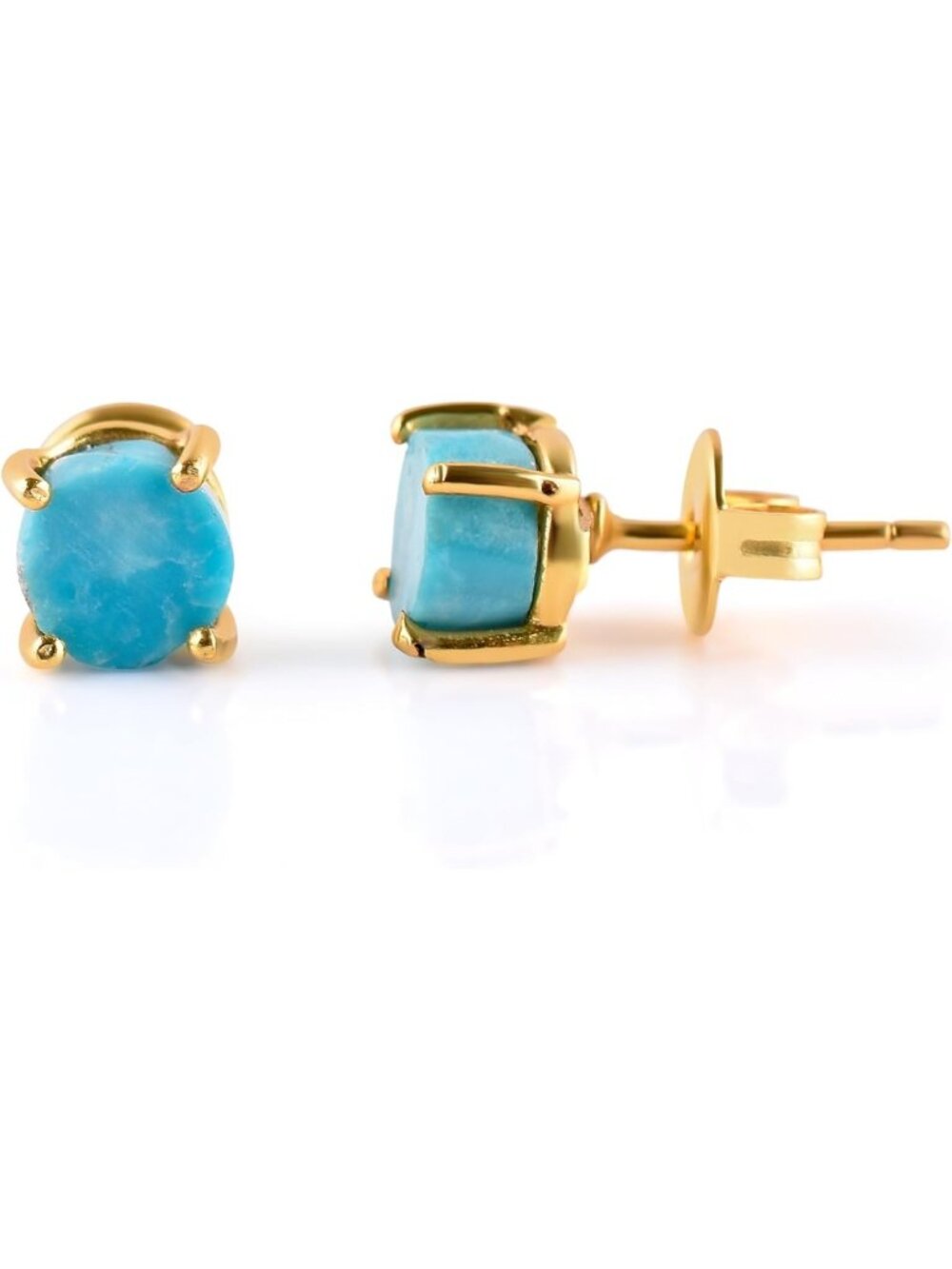 Dainty Raw Gold Stud Earrings with Natural Gemstones, Birthstone Energy